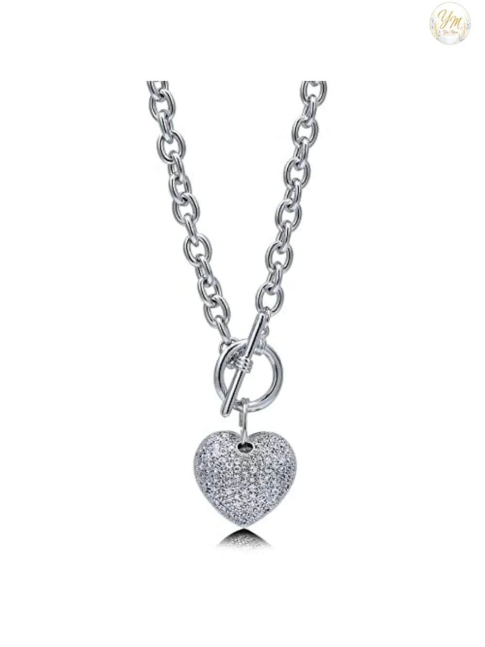 Cubic Zirconia Heart Pendant Necklace, 18